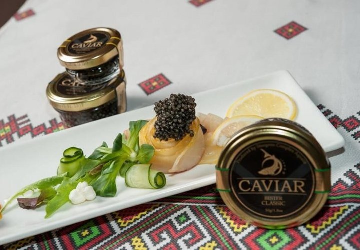 Tasting caviar with sparkling wine and brandy in Tiraspol, Transnistria 
