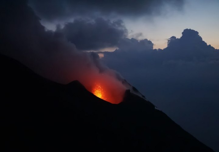 Watch the Natural Fireworks of the Stromboli Volcano from the Sea 