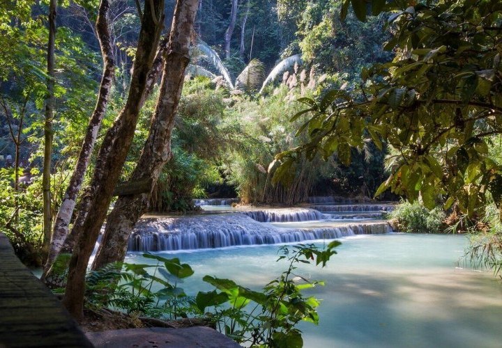 Visit to Kuang Si Waterfall and departure from Luang Prabang, Laos