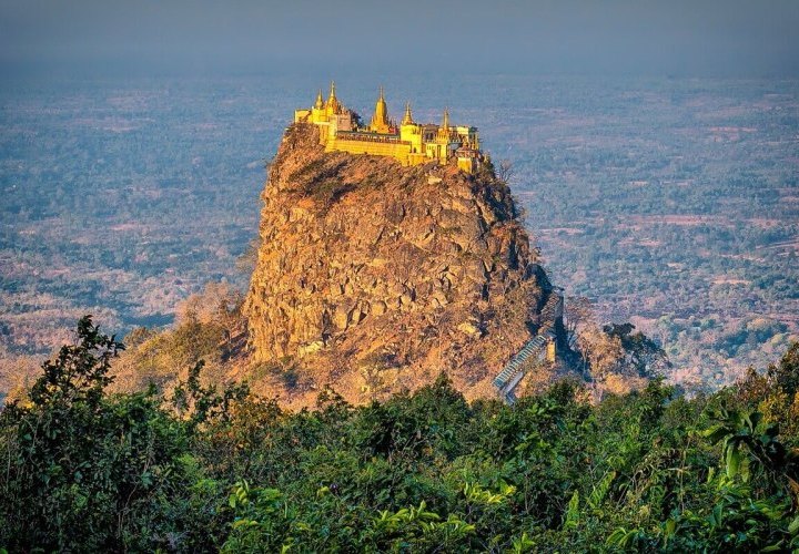 Discovery of Mount Popa, famous for the beautiful Popa Taungkalat Shrine located on top 
