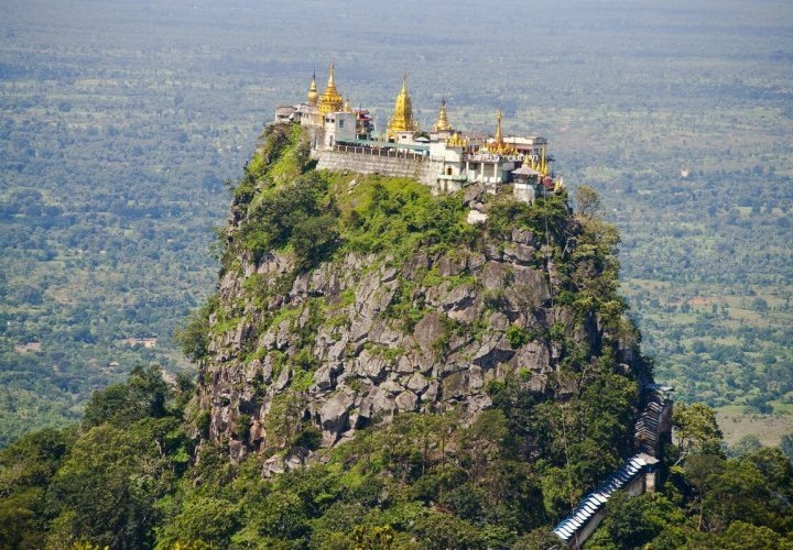 Discovery of Mount Popa, famous for the beautiful Popa Taungkalat Shrine located on top 