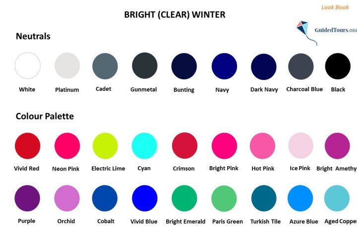 Bright (Clear) Winter Colour Analysis (Colour Dimensions and Colour Palette)