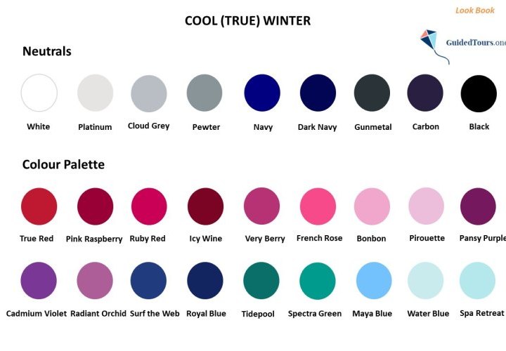 Cool (True) Winter Colour Analysis (Colour Dimensions and Colour Palette)