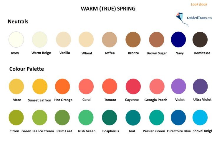 Warm (True) Spring Colour Analysis (Colour Dimensions and Colour Palette)