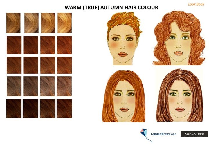 Colores de Cabello del Otoño Cálido (Verdadero) 