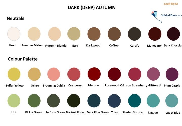 Dark (Deep) Autumn Colour Analysis (Colour Dimensions and Colour Palette)