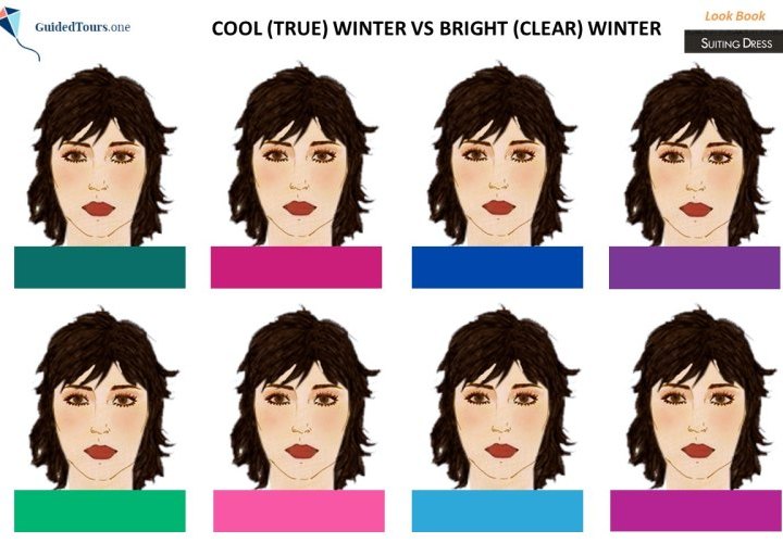 Cool (True) Winter vs Dark Winter and Cool (True) Winter vs Bright Winter