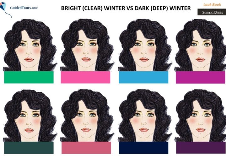 Bright Winter vs Dark Winter and Bright Winter vs True Winter