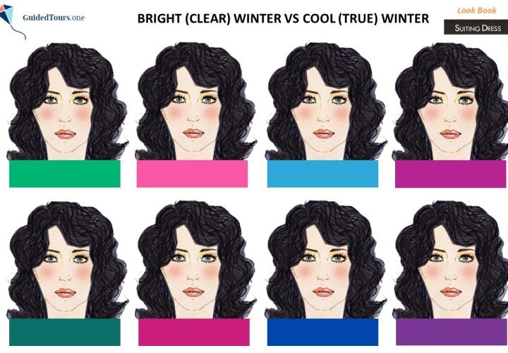 Bright Winter vs Dark Winter and Bright Winter vs True Winter