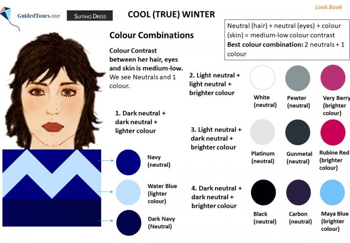 Cool (True) Winter Colour Combinations and Cool (True) Winter Colour Palette Outfits