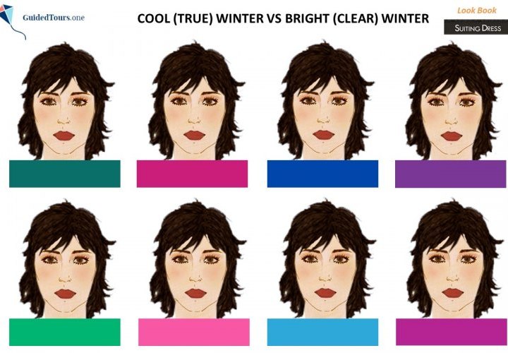 Cool (True) Winter vs Dark Winter and Cool (True) Winter vs Bright Winter